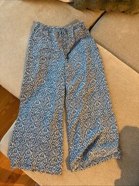 Splendid Blue and White Printed Wide-Leg Kids Pants XS NWT